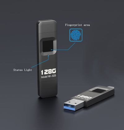 Fingerprint Encrypted USB Flash Drive 64/128/256/512G High-speed Transfer Metal Flash Fingerprint U-disk for iPhone / iPad / PC