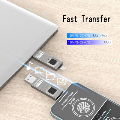 Fingerprint Encrypted USB Flash Drive 64/128/256/512G High-speed Transfer Metal Flash Fingerprint U-disk for iPhone / iPad / PC