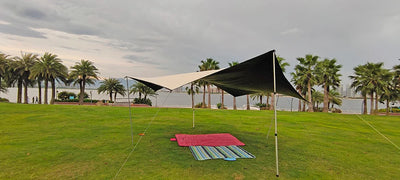 Octagon 5x5 Black Coating Tarp for 12 People Ultra Large Outdoor Camping Black Coated Tarp Waterproof Octagonal Sunshade Awning
