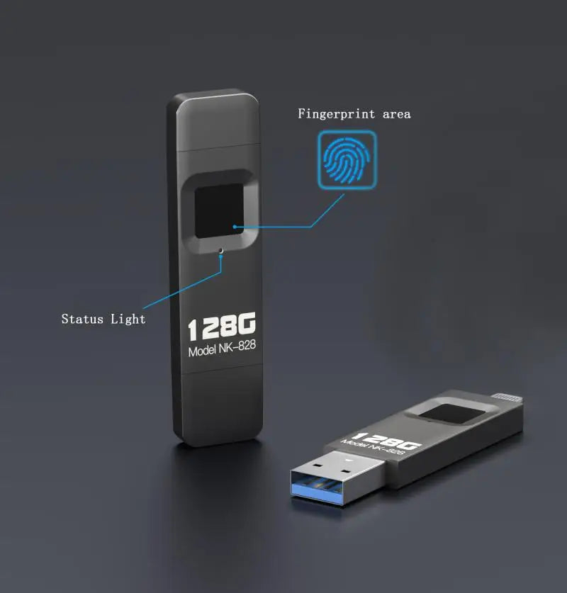 Fingerprint Encrypted USB Flash Drive 64/128/256/512G High-speed Transfer Metal Flash Fingerprint U-disk for iPhone / iPad / PC