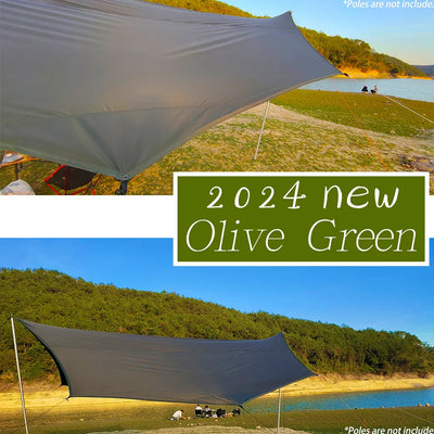 Octagon 5x5 Black Coating Tarp for 12 People Ultra Large Outdoor Camping Black Coated Tarp Waterproof Octagonal Sunshade Awning