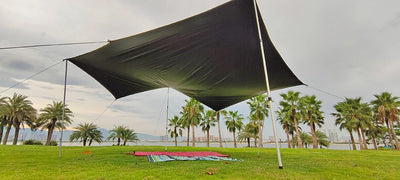 Octagon 5x5 Black Coating Tarp for 12 People Ultra Large Outdoor Camping Black Coated Tarp Waterproof Octagonal Sunshade Awning