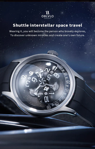 OBLVLO New Design Trisome Star Planet Automatic Watch For Men Luxury Super Luminous 316L Steel Case Mechanical Watch BLM-TRISOME