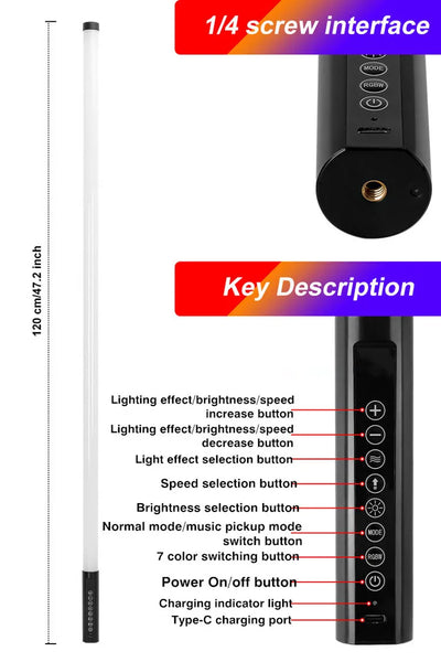 6Pcs TL-130Plus Rechargeable Battery Rgb Led Neon Tube Lights With Stand Bracket For DJ Dance Stage Party Events Both Lighting