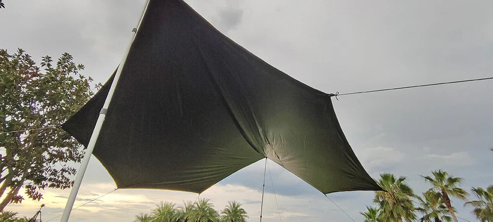 Octagon 5x5 Black Coating Tarp for 12 People Ultra Large Outdoor Camping Black Coated Tarp Waterproof Octagonal Sunshade Awning