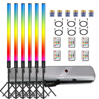 6Pcs TL-130Plus Rechargeable Battery Rgb Led Neon Tube Lights With Stand Bracket For DJ Dance Stage Party Events Both Lighting