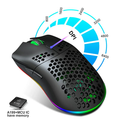Wireless Gaming Mouse Mouse with Honeycomb Shell Side Buttons Wireless Mouse for PC/Tablet/Desktop/Office/Games