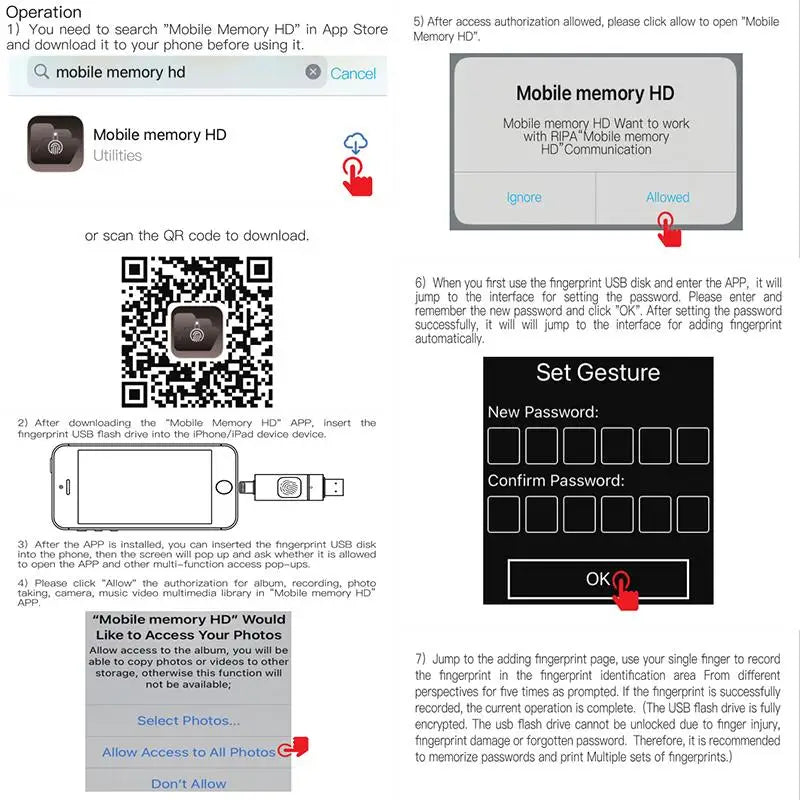 Fingerprint Encrypted USB Flash Drive 64/128/256/512G High-speed Transfer Metal Flash Fingerprint U-disk for iPhone / iPad / PC