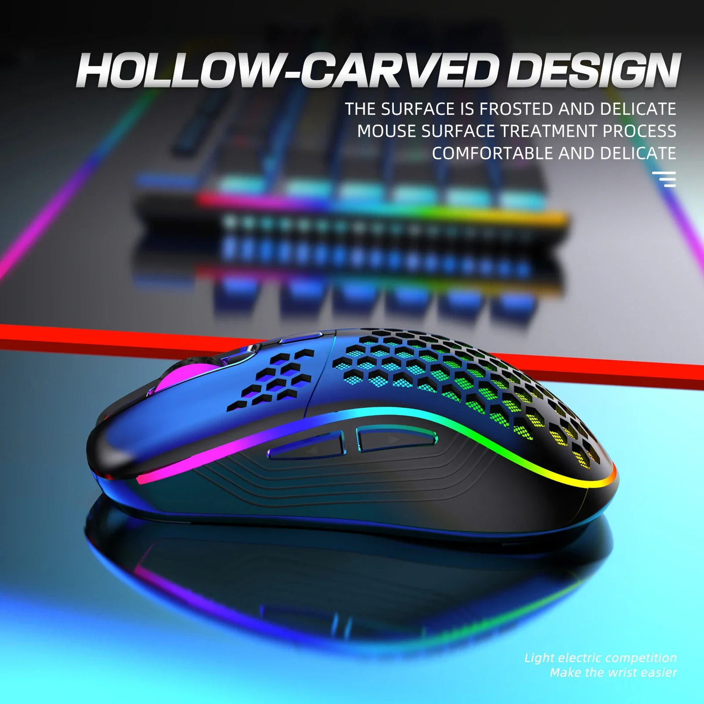 Wireless Gaming Mouse Mouse with Honeycomb Shell Side Buttons Wireless Mouse for PC/Tablet/Desktop/Office/Games