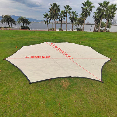 Octagon 5x5 Black Coating Tarp for 12 People Ultra Large Outdoor Camping Black Coated Tarp Waterproof Octagonal Sunshade Awning
