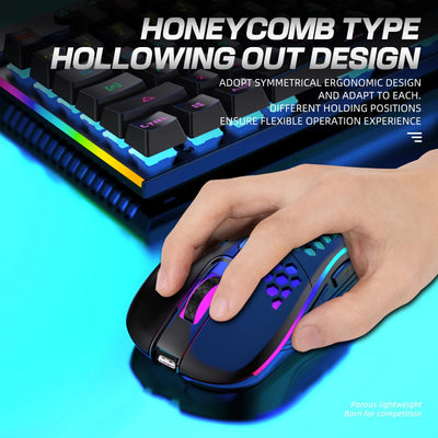 Wireless Gaming Mouse Mouse with Honeycomb Shell Side Buttons Wireless Mouse for PC/Tablet/Desktop/Office/Games