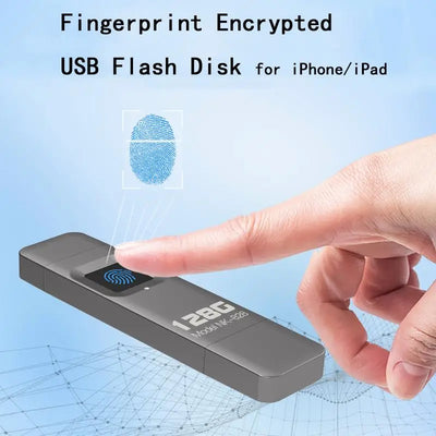 Fingerprint Encrypted USB Flash Drive 64/128/256/512G High-speed Transfer Metal Flash Fingerprint U-disk for iPhone / iPad / PC