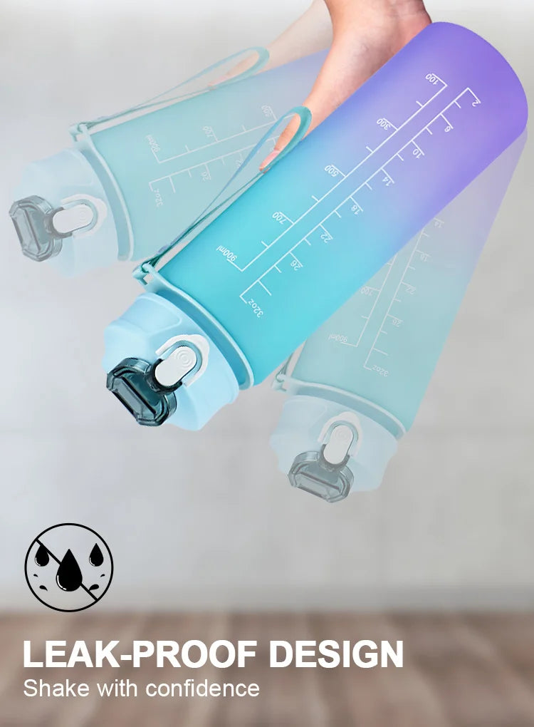 900ML Water Bottle with Straw Time Marker Leak-proof Cup Motivational Portable Water Bottle for Outdoor Sport Fitness BPA Free