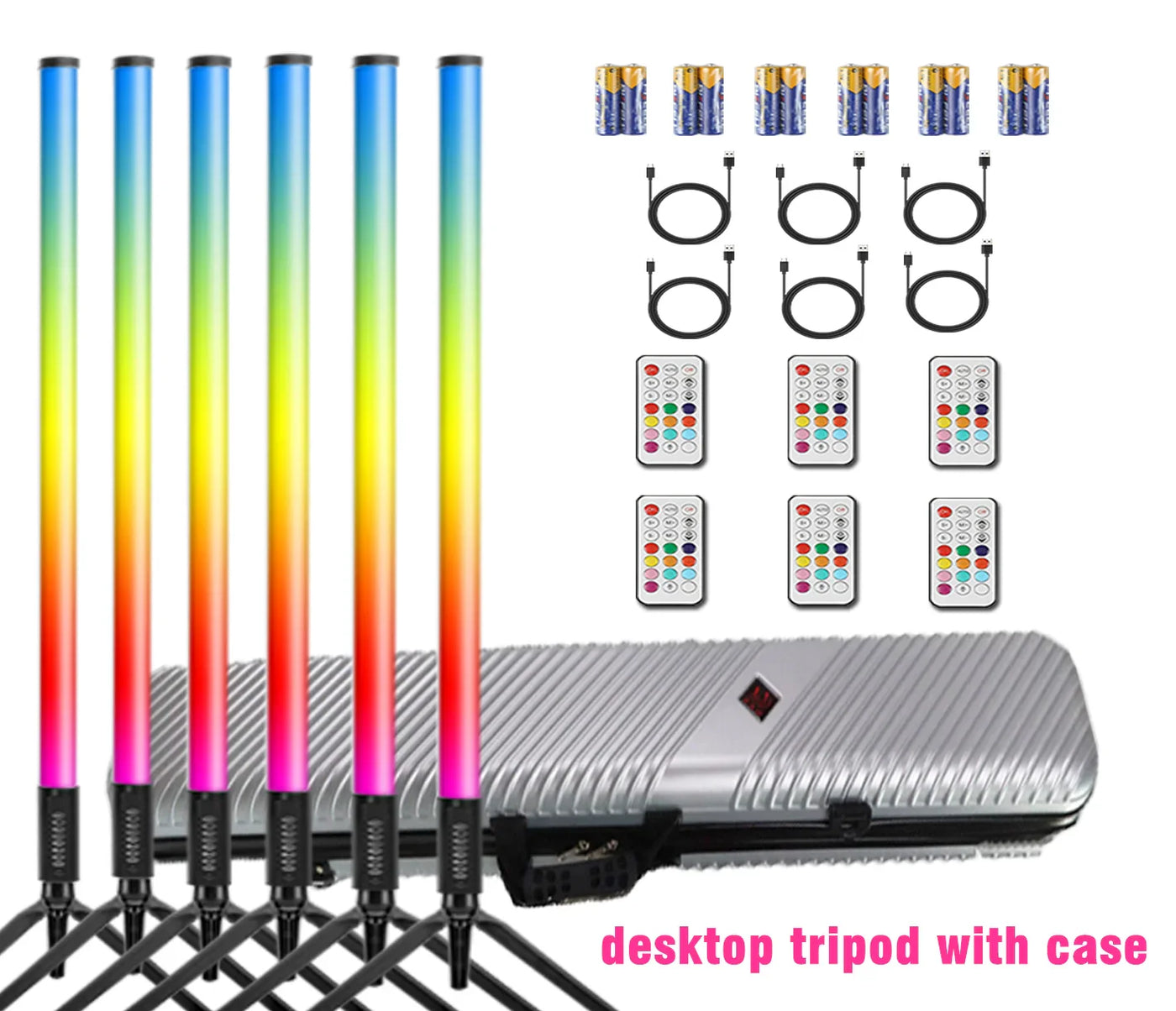 6Pcs TL-130Plus Rechargeable Battery Rgb Led Neon Tube Lights With Stand Bracket For DJ Dance Stage Party Events Both Lighting