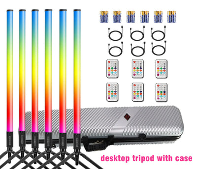 6Pcs TL-130Plus Rechargeable Battery Rgb Led Neon Tube Lights With Stand Bracket For DJ Dance Stage Party Events Both Lighting